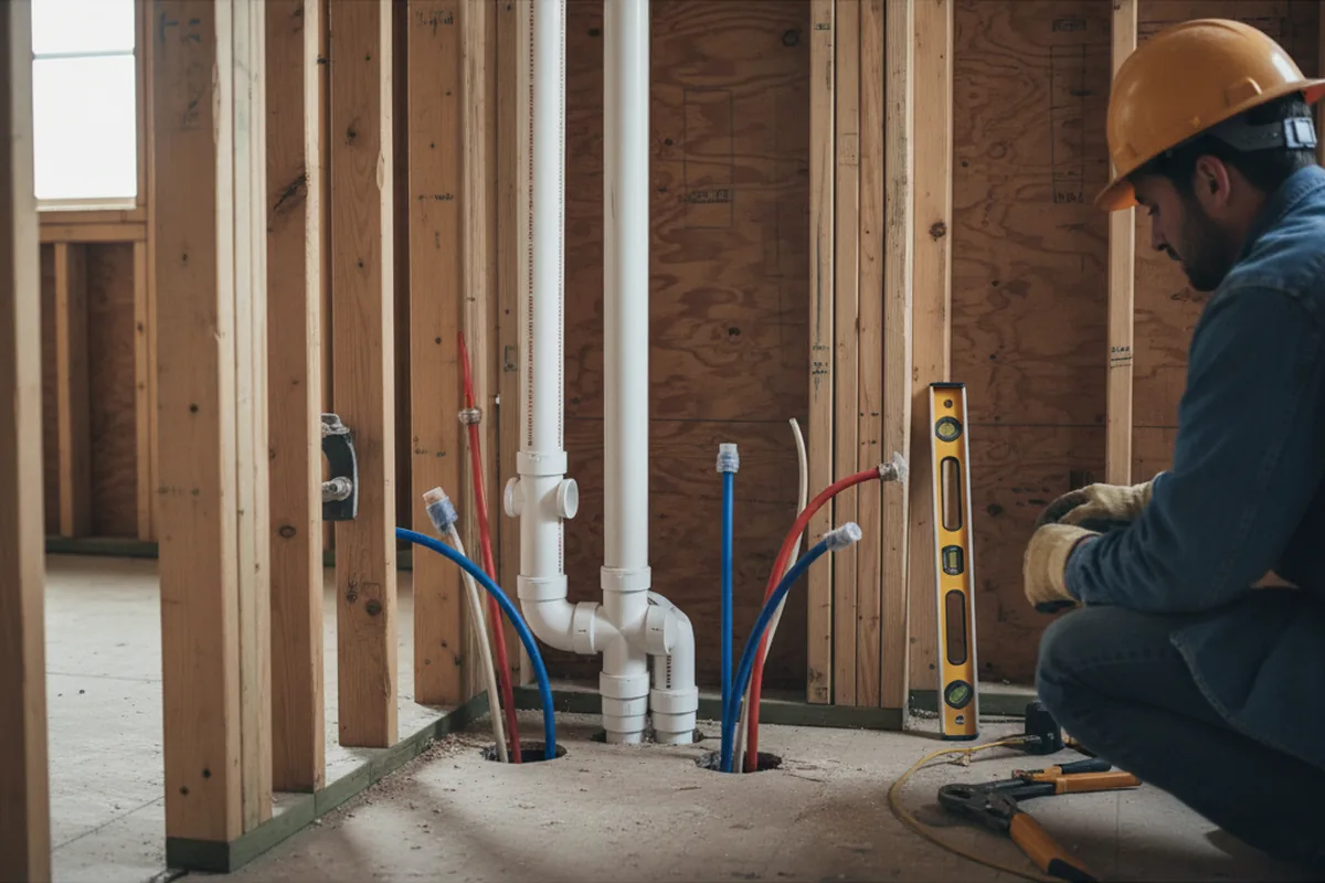 Drain and supply rough-in during Leak Detection in Sunbury