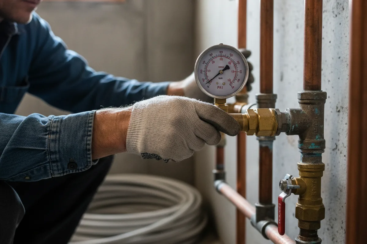 Pressure testing a repaired line during Water Line Repair in Sunbury